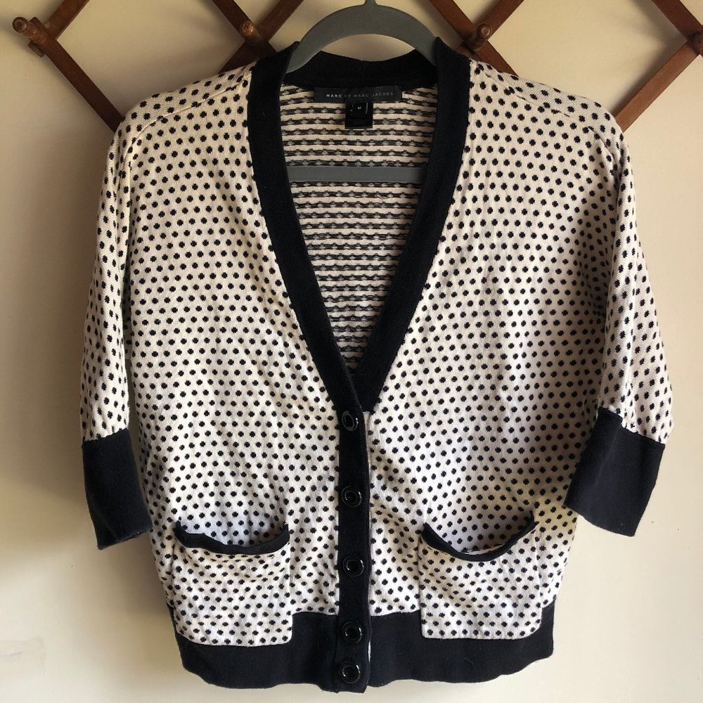 Marc by Marc Jacobs Striped 3/4 Sleeve Cardigan